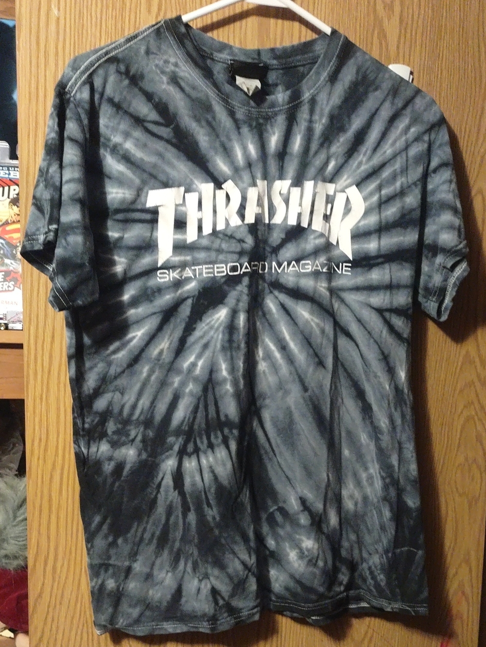 Thrasher Black & Gray Tie-Dye Logo Tee
